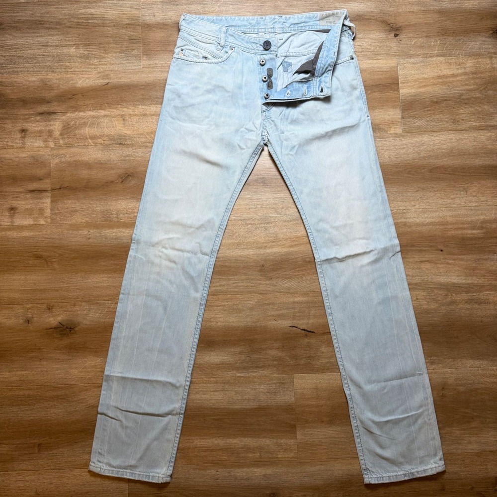 Diesel Iakop Jeans Mens 29x32 Light Blue Regular Slim Tapered Denim Wash 0852I